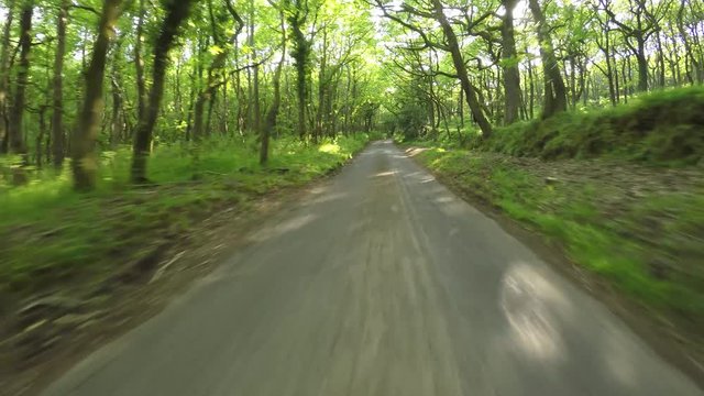POV Driving through the Quantock Hills in Somerset, England