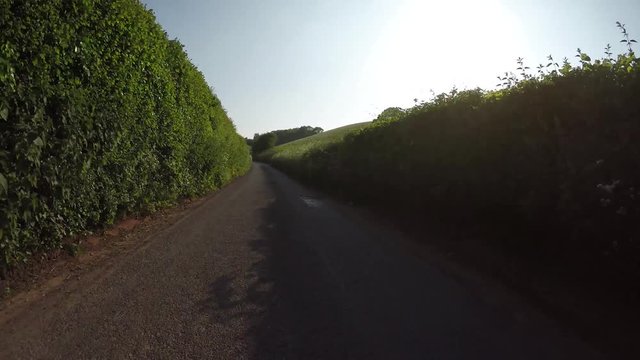 POV Driving through the Quantock Hills in Somerset, England