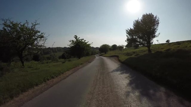 POV Driving through the Quantock Hills in Somerset, England