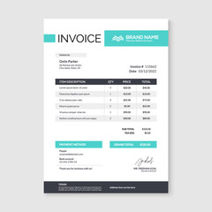 Invoice minimal design template. Bill form business invoice accounting - obrazy, fototapety, plakaty