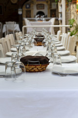 the table of the elegant  restaurant