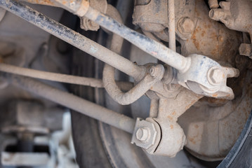 Closed up of suspension car in the rear side