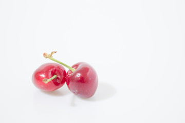 Fruit composition, cherries isolated in a white background
