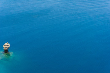 View of endless deep blue sea from a coast at Loutraki, Corinthian gulf, Greece