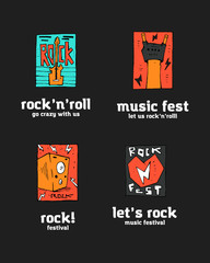 Rock festival logo set