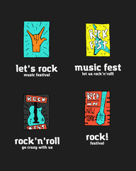 Rock festival logo set