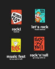 Rock festival logo set