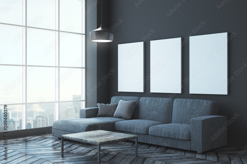 Wall mural modern living room with billboard