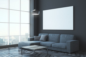 Contemporary living room with poster