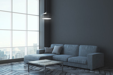 Contemporary living room with copyspace