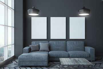Modern living room with poster