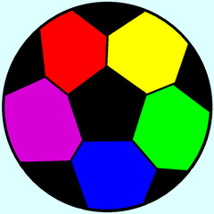 Rainbow soccer balls in a bright colors