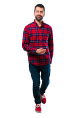 Naklejka premium Handsome man walking. Motion gesture.