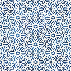 Native batik seamless watercolor artistic boho style colorful square pattern.