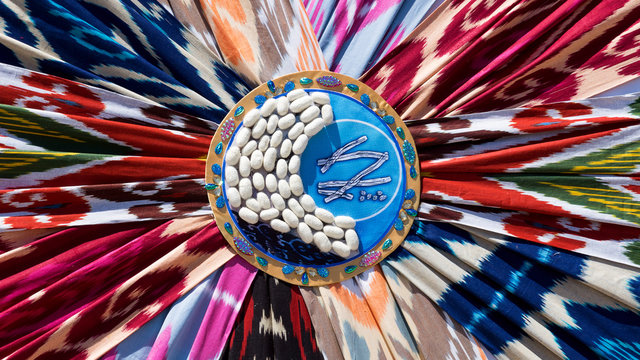 Uzbek silk fabric set