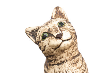 Isolated statue of cat with white background