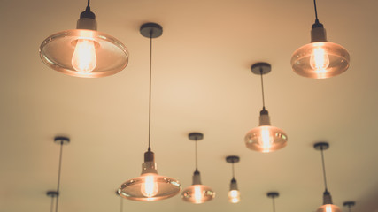 Lightbulbs on ceiling