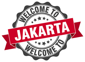 Fototapeta premium Jakarta round ribbon seal