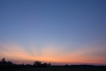 Pink blue sky after sunset