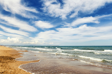 beautiful seascape. Beach and blue sky. Alicante,spain