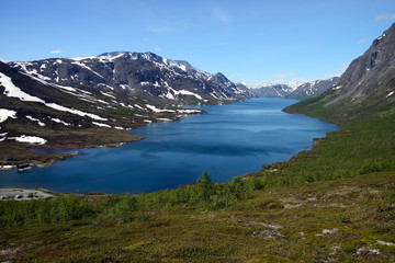Fototapeta na wymiar Spectacular hiking the Besseggen Ridge, Norway