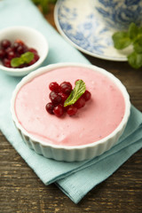 Homemade berry panna cotta dessert