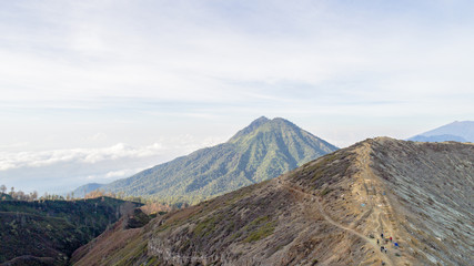 Aerial shot of Kawah Ijien, Indonesia