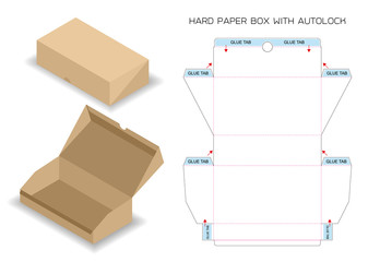 package box die cut with 3d mock up with auto lock