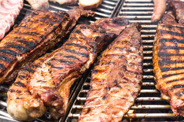 Barbecue ribs on the barbecue
