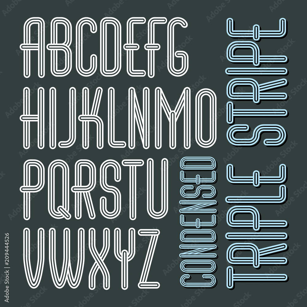 Fototapete vector funky capital english alphabet letters collection. cool condensed font, script from a to z ca