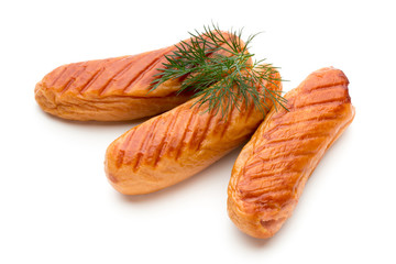 Pork sausage isolated on white background.