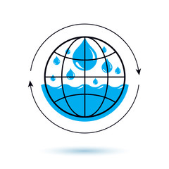 Global water circulation vector logotype for use in spa and resort organizations. Living in harmony with nature concept.