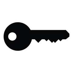 A black and white silhouette of a key