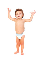 Adorable baby wearing diaper