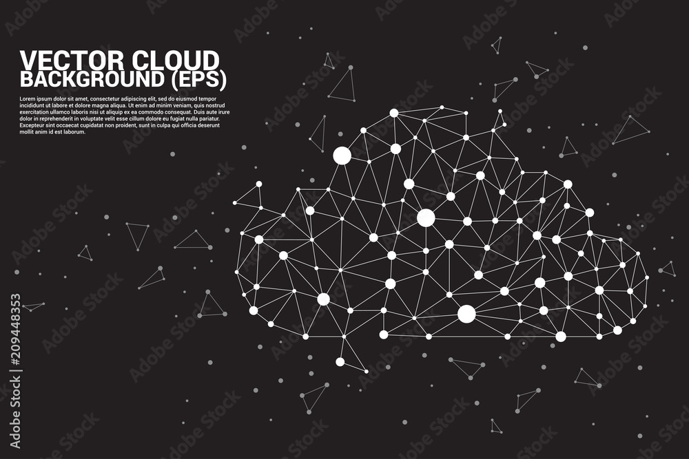 Poster Cloud computing network concept polygon dot connected line : Concept of cloud server, Storage and data