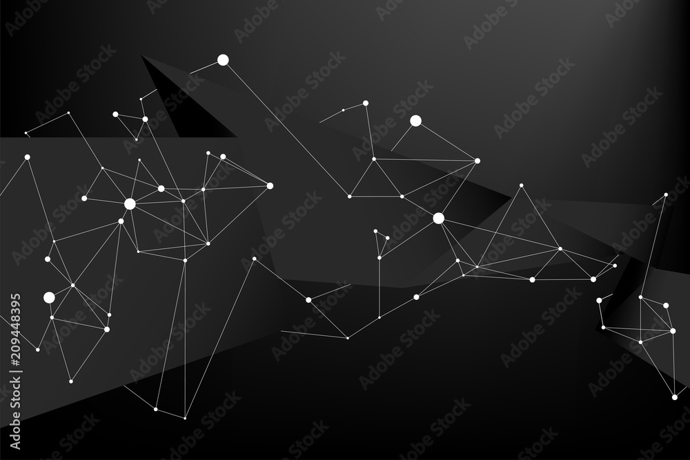 Aufkleber futuristic background origami fold stripe with polygon dot connect line