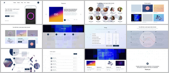 Vector templates for website design, minimal presentations, portfolio with abstract colorful infographics, minimalistic futuristic backgrounds. UI, UX, GUI. Design of header, dashboard and other forms