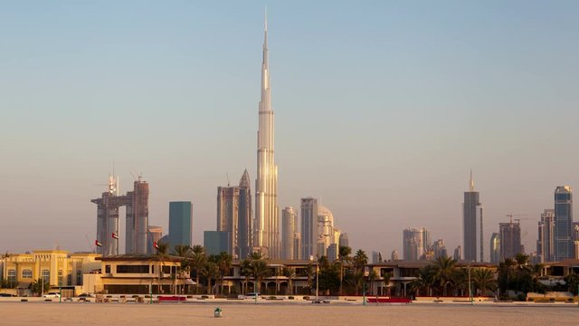 Downtown Dubai from Daria Island timelapse
