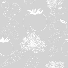 vegetable seamless pattern tomato, carrots, potatoes