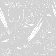 vegetable seamless pattern onion, tomato, paprika, potatoes