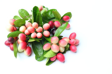 Fresh carissa carandas fruits on white background
