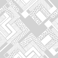 seamless geometric abstract pattern with waves of stripes and dots