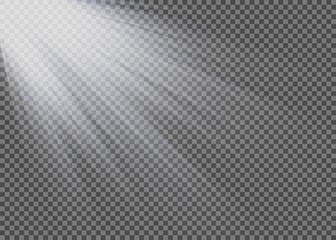 Light flare special effect with rays of light and magic sparkles. Glow transparent vector light effect set, explosion, glitter, spark, sun flash.