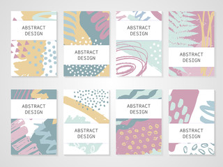 Abstract colorful backgrounds set. Hand drawn templates for card, flyer and invitation design. Vector illustration.