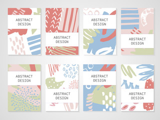 Abstract colorful backgrounds set. Hand drawn templates for card, flyer and invitation design. Vector illustration.