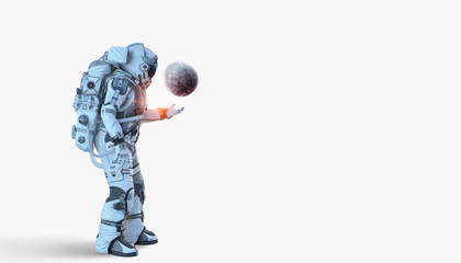 Spaceman and his mission. Mixed media