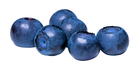 blueberries isolated on white background with clipping path