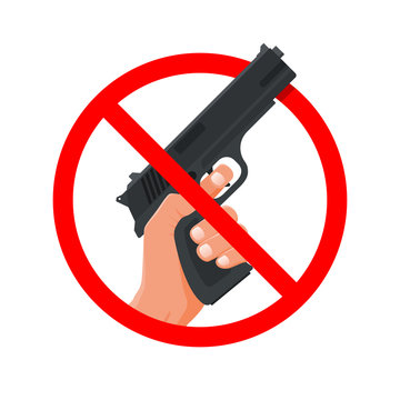 No Guns, Hand holding weapon. Vector illustration