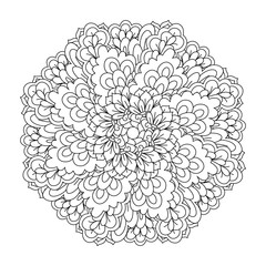 Round element for coloring book. Black and white floral pattern. Mandala.