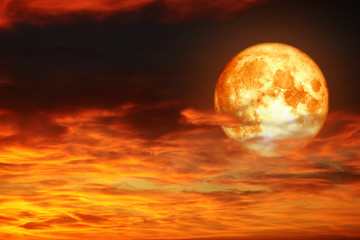 super full blood moon back sunset hot red orange cloud